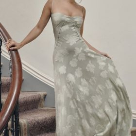 Seren Pistachio Floral Lace Back Maxi Dress - Image 12