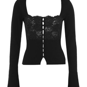 Candice Black Lace Trim Top - Image 2