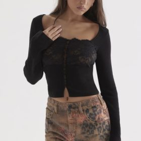 Candice Black Lace Trim Top - Image 7