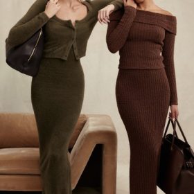 Fayette Khaki Soft Fluffy Knit Maxi Dress