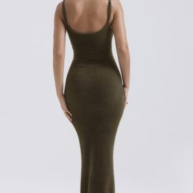 Fayette Khaki Soft Fluffy Knit Maxi Dress - Image 10