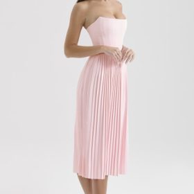 Marci Pink Pleated Midi Corset Dress - Image 10