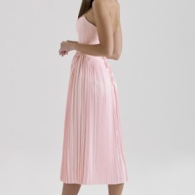Marci Pink Pleated Midi Corset Dress - Image 11