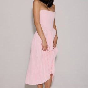 Marci Pink Pleated Midi Corset Dress - Image 13