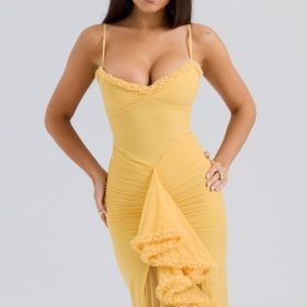 Gabbi Apricot Ruffled Front Gown - Image 7