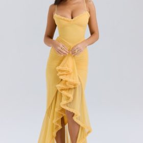 Gabbi Apricot Ruffled Front Gown - Image 8