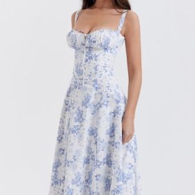 Carmen Blue Print Bustier Sundress - Image 5