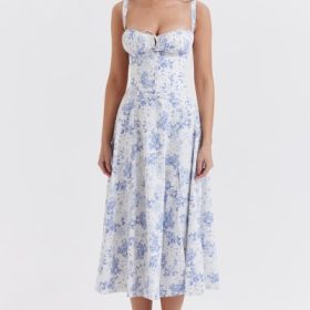 Carmen Blue Print Bustier Sundress - Image 7