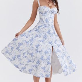 Carmen Blue Print Bustier Sundress - Image 8