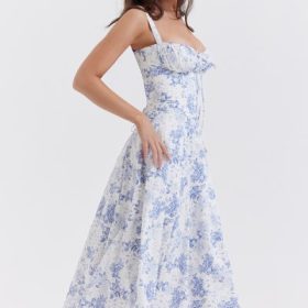 Carmen Blue Print Bustier Sundress - Image 12