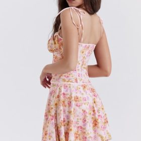 Alejandra Light Lavender Print Corset Dress