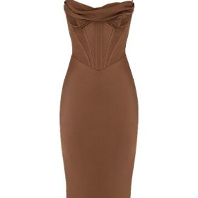 Myrna Chocolate Satin Corset Slip Dress - Image 2