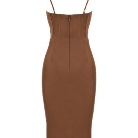 Myrna Chocolate Satin Corset Slip Dress - Image 4