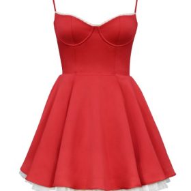 Minimoiselle Holly Red Satin Tulle Mini Dress - Image 2