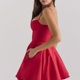 Minimoiselle Holly Red Satin Tulle Mini Dress - Image 8