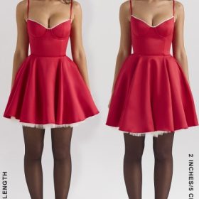 Minimoiselle Holly Red Satin Tulle Mini Dress - Image 10
