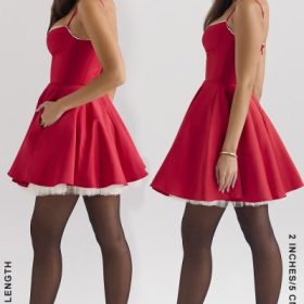 Minimoiselle Holly Red Satin Tulle Mini Dress - Image 11