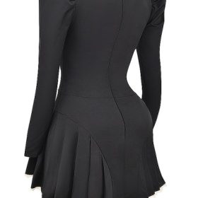Larisa Black & Cream Pleated Mini Dress - Image 3