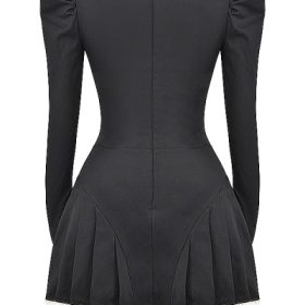 Larisa Black & Cream Pleated Mini Dress - Image 4